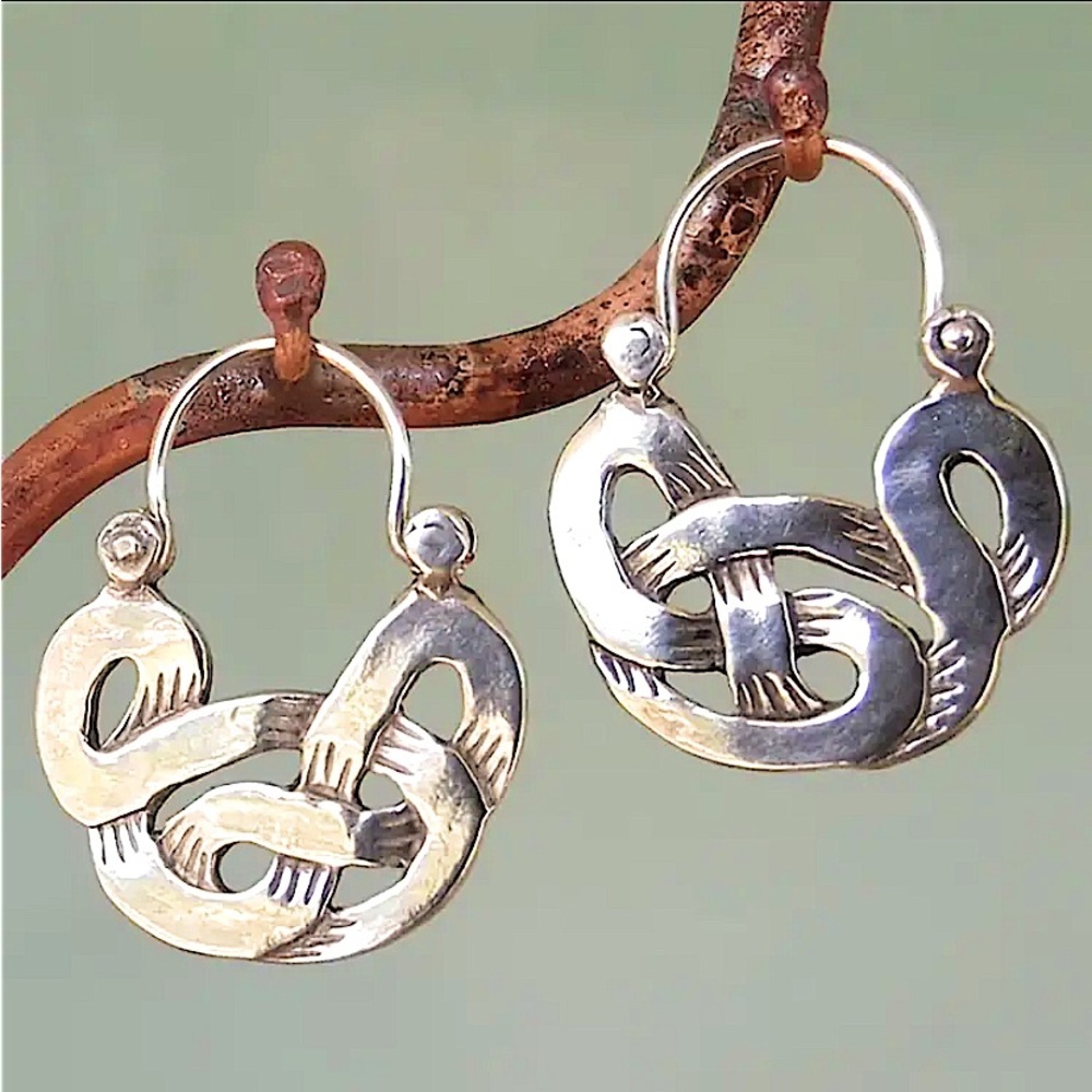 Silver Boho Geometric Irregular Dangle Earrings - Picture 1 of 6
